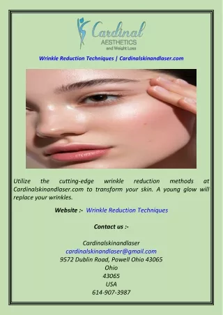 Wrinkle Reduction Techniques  Cardinalskinandlaser.com