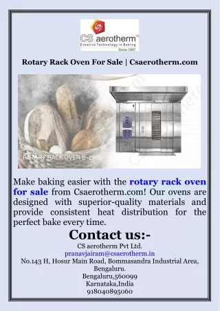 Rotary Rack Oven For Sale  Csaerotherm.com