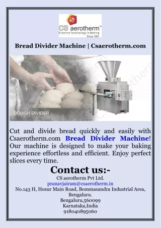 Bread Divider Machine  Csaerotherm.com