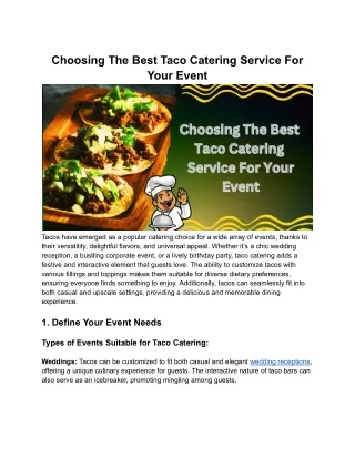 Choosing the Best Taco Catering Service for Your Event