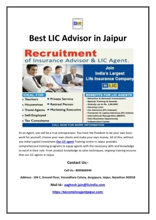 Best LIC Advisor in Jaipur