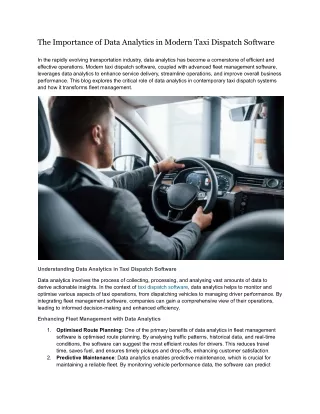 The Importance of Data Analytics in Modern Taxi Dispatch Software