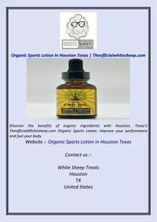 Organic Sports Lotion In Houston Texas  Theofficialwhitesheep.com