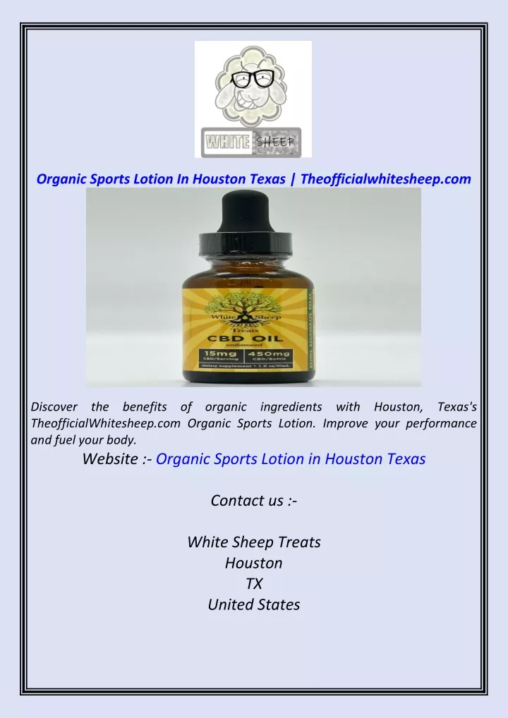 organic sports lotion in houston texas