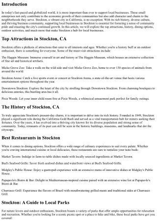 Supporting Local Businesses in Stockton: Taking Pride in Community