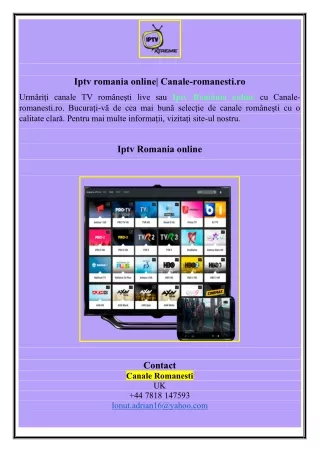 Iptv romania online| Canale-romanesti.ro