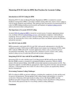 Mastering ICD-10 Codes for BPH Best Practices for Accurate Coding