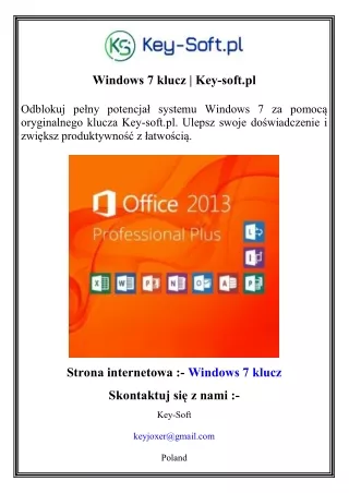 windows 7 klucz key soft pl