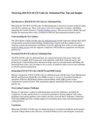 Mastering 2024 ICD-10-CM Codes for Abdominal Pain Tips and Insights