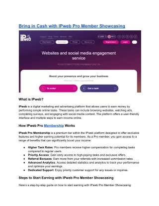 bring in cash with ipweb pro member showcasing