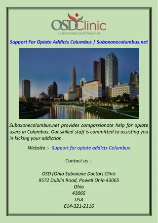 Support For Opiate Addicts Columbus  Suboxonecolumbus.net