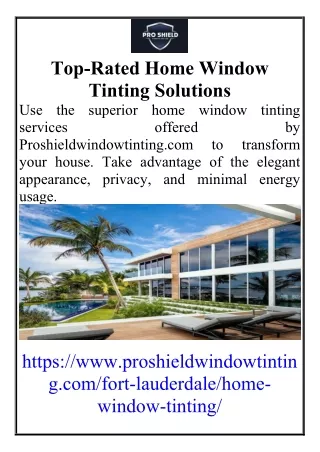 Top-Rated Home Window Tinting Solutions