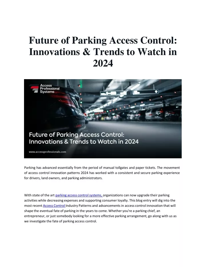 future of parking access control innovations trends to watch in 2024