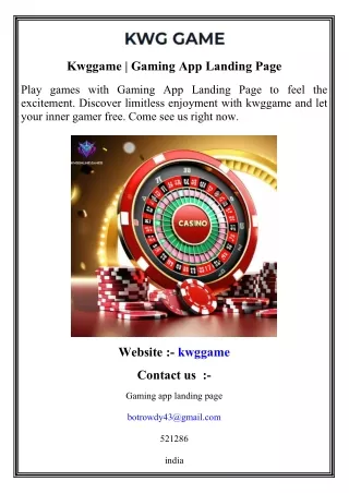 kwggame gaming app landing page
