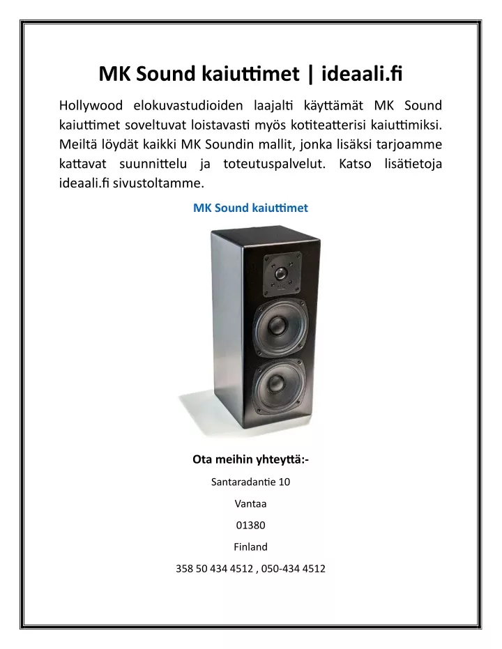 mk sound kaiuttimet ideaali fi