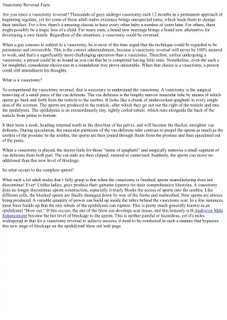 Vasectomy reversal info