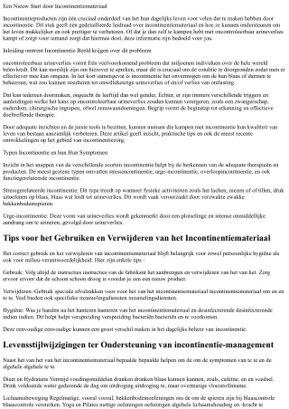 &Eacute;&eacute;n Nieuwe Start door incontinentieproducten