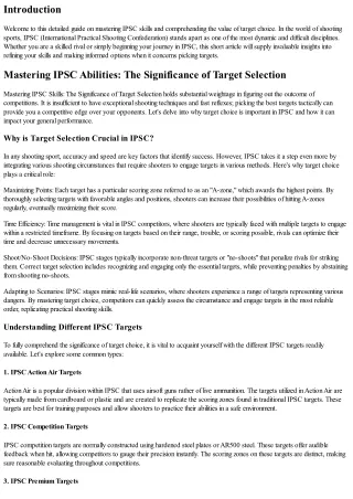Mastering IPSC Abilities: The Significance of Target Selection