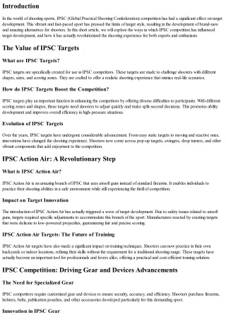 The Influence of IPSC Competitors on Target Development