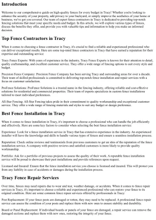 High-Quality Fences for Every Budget in Tracy