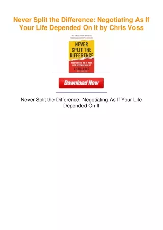 Never Split the Difference: Negotiating As If Your Life Depended On It by