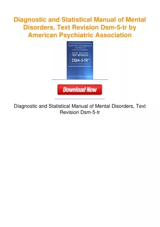 Diagnostic and Statistical Manual of Mental Disorders, Text Revision