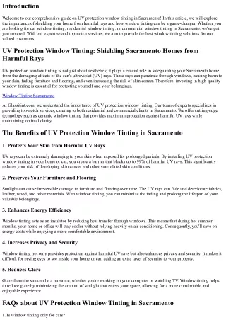 UV Protection Window Tinting: Shielding Sacramento Homes from Harmful Rays