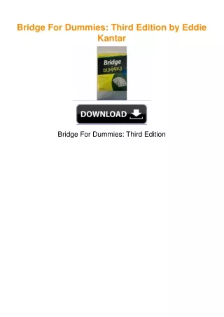 Bridge For Dummies: Third Edition by Eddie Kantar