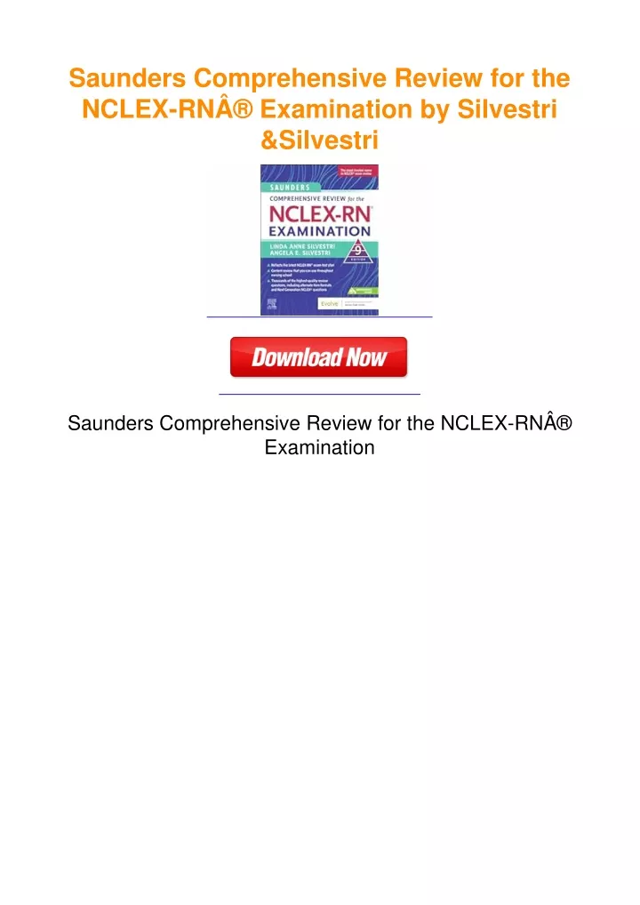 PPT - Saunders Comprehensive Review for the NCLEX-RNÂ® Examination by ...