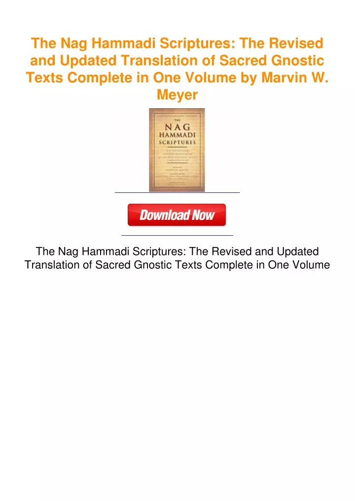 PPT - The Nag Hammadi Scriptures: The Revised and Updated Translation ...