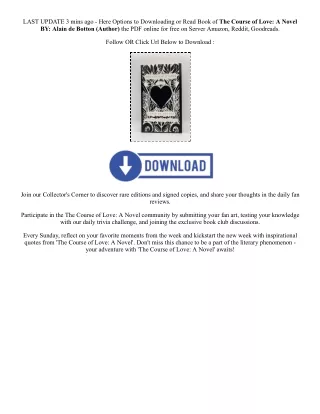 [PDF/Kindle] Book The Course of Love: A Novel By  Alain de Botton (Author)  Full