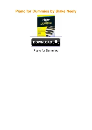 Piano for Dummies by Blake Neely