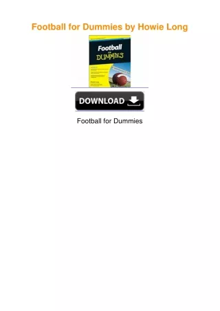 Football for Dummies by Howie Long