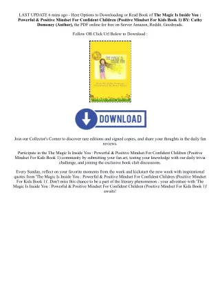 Download PDF The Magic Is Inside You : Powerful & Positive Mindset For Confident