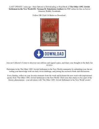 PDF [DOWNLOAD] The Other 1492: Jewish Settlement in the New World By  Norman H.