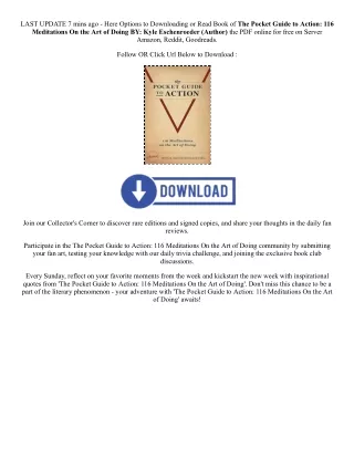 Download PDF The Pocket Guide to Action: 116 Meditations On the Art of Doing By