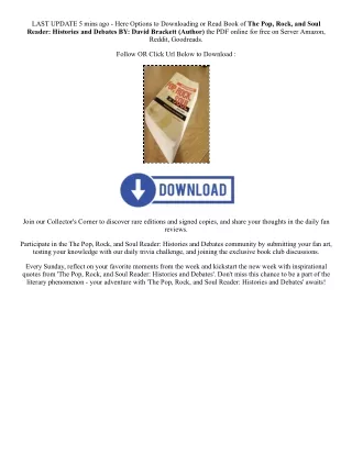 PDF [Download] The Pop, Rock, and Soul Reader: Histories and Debates By  David B