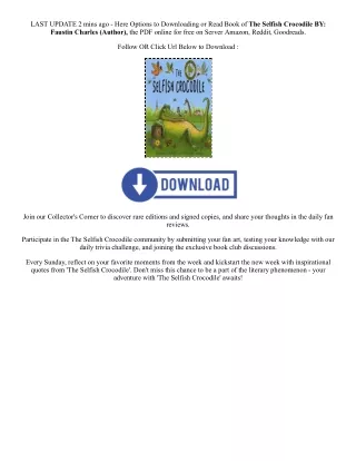 PDF [DOWNLOAD] The Selfish Crocodile By  Faustin Charles (Author),  Full Episode