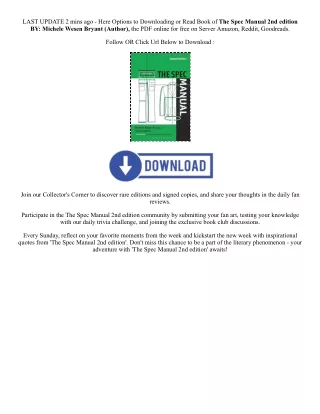 DOWNLOAD [EPub] The Spec Manual 2nd edition By  Michele Wesen Bryant (Author),