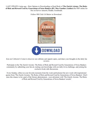 [PDF EPUB] Download The Zurich Axioms: The Rules of Risk and Reward Used by Gene