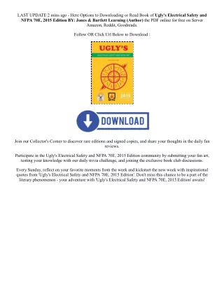 Download PDF Ugly's Electrical Safety and NFPA 70E, 2015 Edition By  Jones & Bar