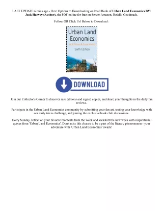 DOWNLOAD [EPub] Urban Land Economics By  Jack Harvey (Author),  Full Episode