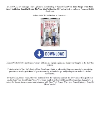 [Pdf/ePub] Vern Yip's Design Wise: Your Smart Guide to a Beautiful Home By  Vern
