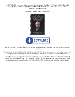 Download PDF Warren Buffett: The Life, Lessons & Rules For Success By  Influentr