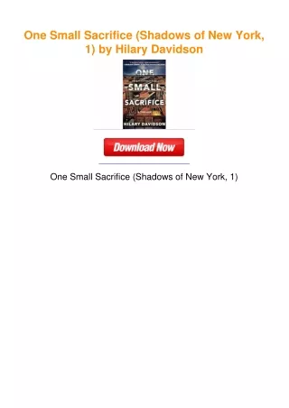 One Small Sacrifice (Shadows of New York, 1) by Hilary Davidson