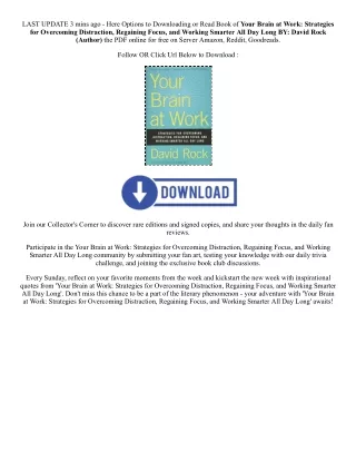 [Pdf/ePub] Your Brain at Work: Strategies for Overcoming Distraction, Regaining