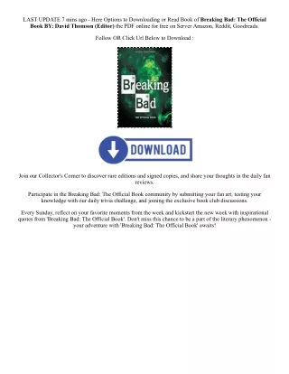PDF [Download] Breaking Bad: The Official Book By  David Thomson (Editor)  Full