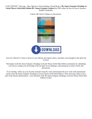 Download Pdf By James Farganis: Readings in Social Theory Sixth (6th) Edition By