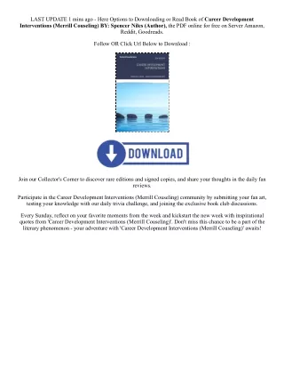 [PDF/Kindle] Book Career Development Interventions (Merrill Couseling) By  Spenc