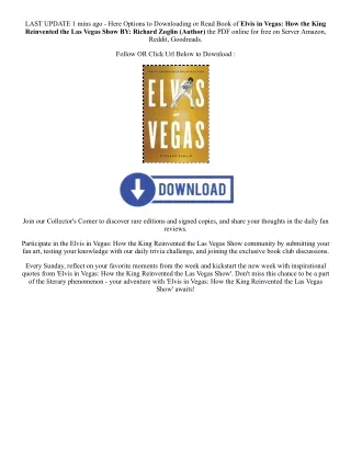 PDF [Download] Elvis in Vegas: How the King Reinvented the Las Vegas Show By  Ri